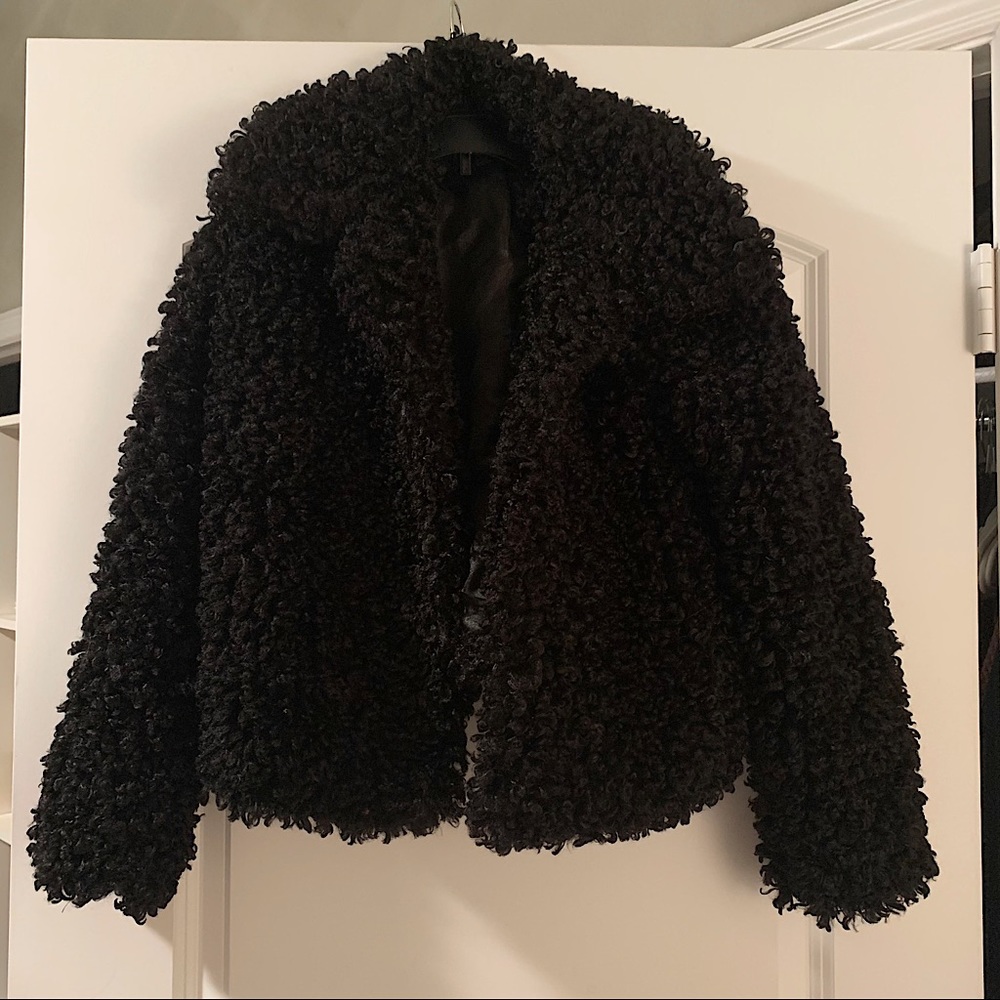 Petite Premium Teddy Faux Fur Crop Coat